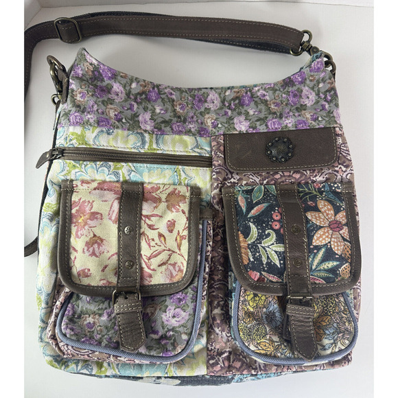 Myra Le Fleur Bel Shoulder Bag Floral Canvas & Leather Purse Mixed Print - Picture 5 of 12